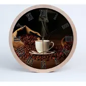 Tulup Holzuhr 30fi cm wanduhr - schwarze Spitzen - Kaffee wiliżance