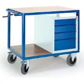 ROLLCART Tischwagen höhenverstellbar, 1090 x 700 mm, mit Schubladenschrank, Tragkraft 400 kg