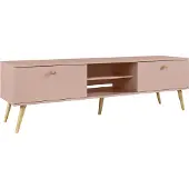 Bettso RTV-Schrank TV-Tisch Fernsehtisch TV Lowboard Tisch Schnurgriffe Boho für das Wohnzimmer IKON 170 cm Rosa