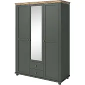 Masseno Drehtürenschrank EVOLETTA 154 cm Kleiderschrank Schlafzimmer Schrank 3-türig mit Spiegel Grün