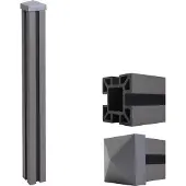 Mendler WPC-Pfosten Savoie-WPC-Zaun, Pfeiler Pfahl, Stecksystem 98cm, grau