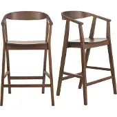 Miliboo - Skandinavische Barhocker aus dunklem Holz (2er Set) BAHIA