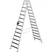 MUNK Günzburger Steigtechnik Stufen-Stehleiter beidseitig begehbar mit clip-step 2x14 Stufen