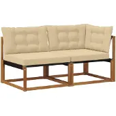 vidaXL Outdoor Mittel- und Ecksofa mit Kissen 7 Stück Natur