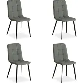 Homestyle4u Esszimmerstühle 4er Set Grau Polsterstuhl Leinen Samt Polstersessel Sessel Küchenstuhl Metall