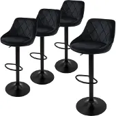 ML-Design Barhocker 4Er Set aus Samt Schwarz Gepolsterter Drehbar