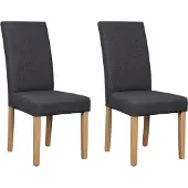 ByLiving Esszimmerstuhl 2er Set ELIAS / Webstoff dunkelgrau / Gestell Massivholz Rubberwood natur / B 47, H 99,5, T 60 cm