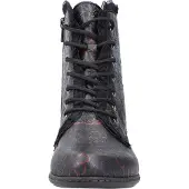 Rieker Damen Stiefelette Schnürboot Blumenmuster Leder Blockabsatz Y0703, Größe:41 EU, Farbe:Schwarz