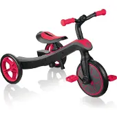 Globber EXPLORER TRIKE 2in1 – Dreirad und Laufrad für Kinder, 10/8,5 Zoll, TPR-Sattel höhenverstellbar, rot