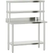 DKD Home Decor Küchen-Arbeitstisch mit Aufsatzboard 110x55x150 cm Edelstahl