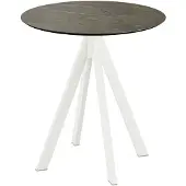 Essentials Infinity Terrassentisch Weiß gestell + Midnight Marble HPL Ø70 cm
