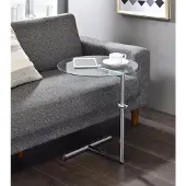 Idimex Couchtisch Glas Beistelltisch Wohnzimmertisch höhenverstellbar in Klarglas/chrom