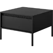 Bettso Klein Couchtisch Kaffetisch mit geriffelten Fronten und Schublade SENSO 68 x 48 cm Schwarz