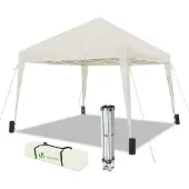VOUNOT Pavillon 3x3m mit 4 Sandsäcken, Pop Up Faltpavillon, Faltbar Gartenzelt Partyzelt, Weiß