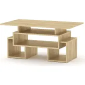 Rodnik Couchtisch "Tandem" Eiche Sonoma Design Tisch Wohnzimmertisch Beistelltisch ABS Kanten mit Ablagen