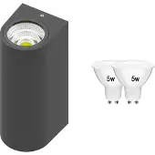 Braytron Außenwandleuchten Wandlampen Antrasit- Model-L 2x Leuchtmittel Kaltweiß