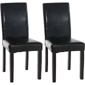 CLP 2er Set Esszimmerstuhl Ina Kunstleder mit Holzgestell schwarz Gestell Farbe dunkelbraun