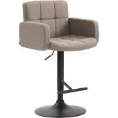 CLP Barhocker Los Angeles, Stoff höhenverstellbar und drehbar taupe Gestell Farbe schwarz