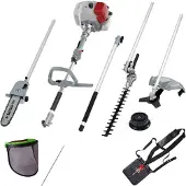 Ikra 4in1 Benzin Multitool IBKH 33-1| Rasentrimmer 43cm | Freischneider Ø 25,5cm | Teleskop Heckenschere | Entaster | Kettenfeile & Netz-Schutschild