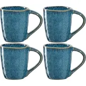 Leonardo Matera Espressotassen 4er Set, Mokka-Becher aus Steingut, spülmaschinengeeignete Espresso-Gläser, Keramik-Tassen, blau, 90 ml, 018596