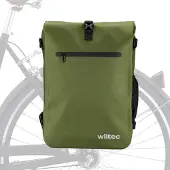 Wiltec Gepäckträgertasche oliv, Fahrradtasche Rucksack 25 l Stauraum, Gepäcktasche mit Laptopfach, wasserresistente Fahrrad Tasche