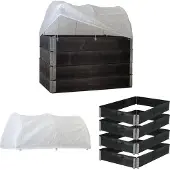 TRUTZHOLM Hochbeet mit Abdeckung 5-teilig Palettenrahmen 120x80x80cm aus Holz stapelbar Garten Balkon