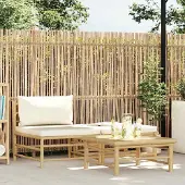 vidaXL "2026 Promotion" 3-tlg. Garten-Lounge-Set mit Kissen Bambus - Gartenstühle CC7025