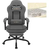 Woltu Gaming Stuhl mit Taschenfederkissen, ergonomischer Drehstuhl, Tech-Stoff, Grau