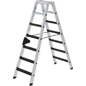 MUNK Günzburger Steigtechnik Stufen-Stehleiter 250 kg beidseitig begehbar mit clip-step R13 2x7 Stufen