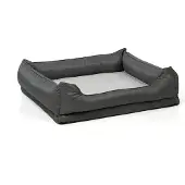Wallace & Jones orthopädisches Hundebett mit kuschelig weichem Kaninchen Fellimitat · 100 x 85 cm · daytona grau