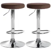 CLP 2er Set Barhocker Ponte Samt höhenverstellbar und drehbar braun Material Gestell Metall in Chromoptik