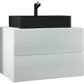 VCM 2-tlg. Waschplatz Waschtisch | schwarzes Waschbecken Unterschrank Breite 80 cm | Badmöbel Set mit Schubladen | Lendas S BL