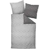 Janine Mako-Satin Bettwäsche J.D. 87053 anthrazit platin 135x200 cm + 80x80 cm