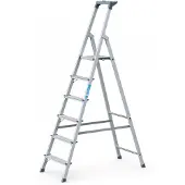 Zarges Stufenstehleiter Aluminium 6Stufen 1 seitig Plattform-H.1240mm 4,9kg eloxiert Holme - 44156