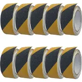 Vago-Tools 10x Antirutschband Selbstklebend 50mm x 5m Klebeband schwarz-gelb Tape