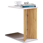 VCM Holz Beistelltisch | Couchtisch schlicht | Maße ca. H. 49 x B. 25 x T. 50 cm | Wohnzimmertisch mit zwei Fächern | Kaffeetisch - Nachto M