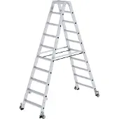 Proregal Stufen-Stehleiter beidseitig begehbar mit Rollen 2x10 Stufen
