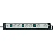 Brennenstuhl Premium-Line Technik Steckdosenleiste 6-fach schwarz/lichtgrau 3m H05VV-F 3G1,5 2-fach schaltbar spezielle Steckdosenanordnung für Netzgeräte, 1951560600
