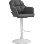 CLP Barhocker Natoma Stoff I Thekenhocker für Bar mit Gepolsterter Sitzfläche dunkelgrau Material Gestell Metall matt weiss