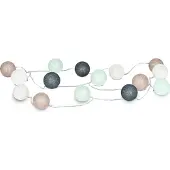 Levandeo 15er Lichterkette Ø4cm LED Kugeln Girlande Lampions Baumwolle Grün Deko
