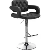 CLP Barhocker Dublin Kunstleder höhenverstellbar und drehbar | Farbe schwarz Gestell Farbe chrom