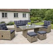 Green Spirit Asti Dininglounge-Set 7 Personen Polyrattan braun