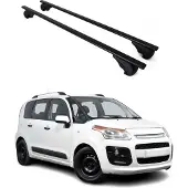 Omtec Dachträger Grundtäger für Citroen C3 Picasso 2008-2017 75kg Metall Schwarz 2 tlg