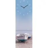 Levandeo Wanduhr Glas 20x60cm Glasuhr Uhr Glasbild Boot Strand Beach Wanddeko