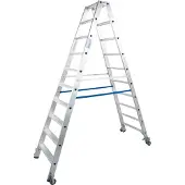 Krause Alu-Stufendoppelleiter mit Rollen, 20 Stufen