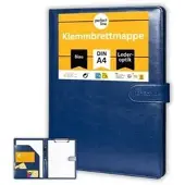 Perfect Line Klemmbrettmappe A4, mit Magnetverschluss, Kunststoffbezug in Lederoptik, mit Stiftehalter, blau