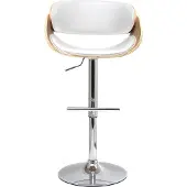 Miliboo - Design-Barhocker höhenverstellbar weiß und helles Holz BENT