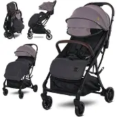 Lorelli Kinderwagen Minori, Sport Buggy klein, nur 8 kg, kompakter Sportsitz bis 22kg, Baby Reisebuggy, Einhand-Klappsystem, grau