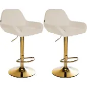 CLP 2er Set Barhocker Braga Stoffbezug mit Goldgestell, höhenverstellbar und drehbar creme