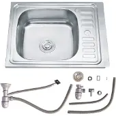 Melko Küchenspüle Edelstahl 60×50 cm Einbauspüle links mit Abtropffläche, Siphon